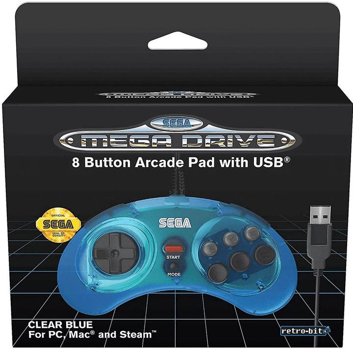 Image du produit retro-bit SEGA MegaDrive 8-boutons USB Pad, bleu (PC, Mac, Switch, iOS)