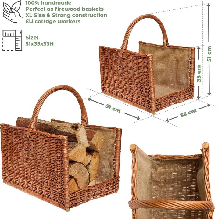 Image du produit Bogateco Weiden-Brennholzkorb mit Griff