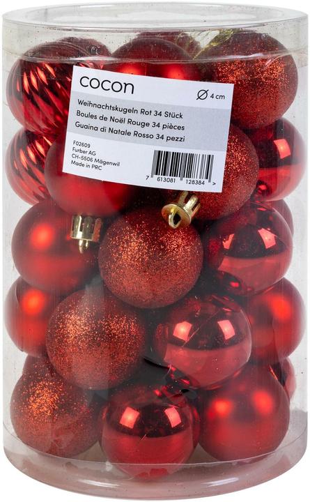 Produktbild Cocon Weihnachtskugel 34 Stück, Rot (34 -teilig)