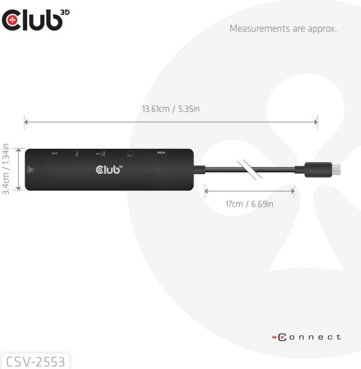 Produktbild Club 3D Club3D USB-C 7in1-HUB >HDMI/2xUSB/USB-C/LAN 4K60Hz PD100W retail (USB-C, 7 Ports)