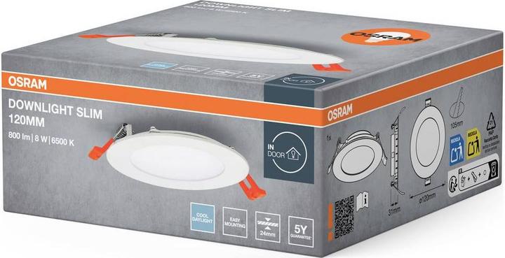 Produktbild Osram 4099854445774 Downlight Slim 120mm 8W 6500K LED-Deckenleuchte 8.00 W W (550 lm)