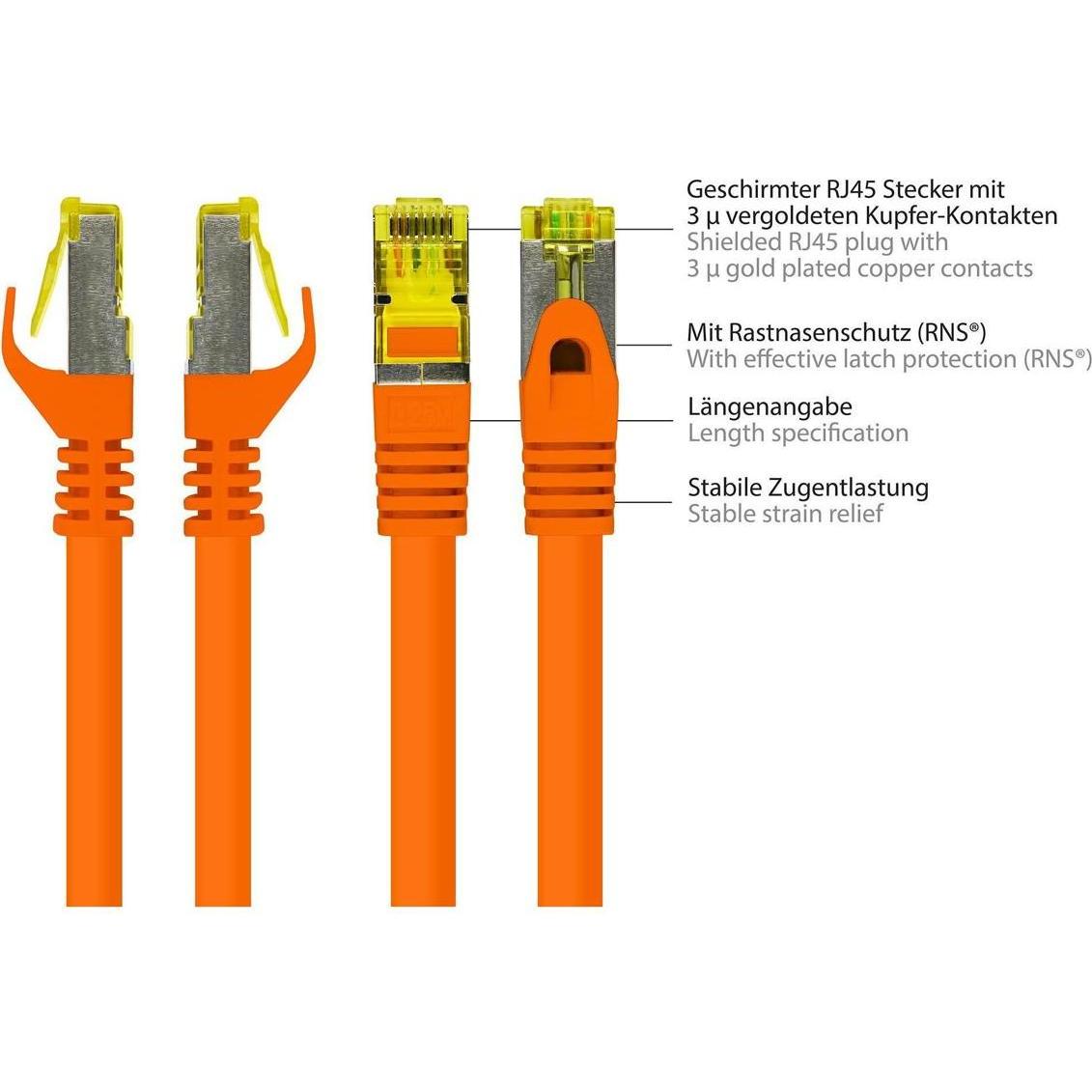 Thumbnail - Good Connections RJ45 Patchkabel mitCat.7 Rohkabel und Rastnasenschutz (RNS), S/FTP, PiMF, halogenfrei, 600MHz, OFC (S/F...