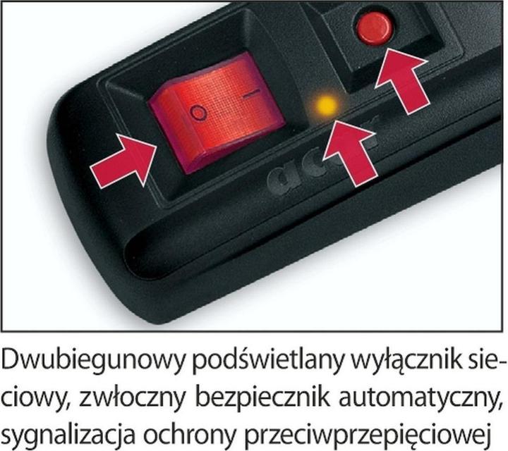 Actual product image Acar F5 Extension Cable 5 AC Outputs Indoor (1.50 m, CEE 7/5)
