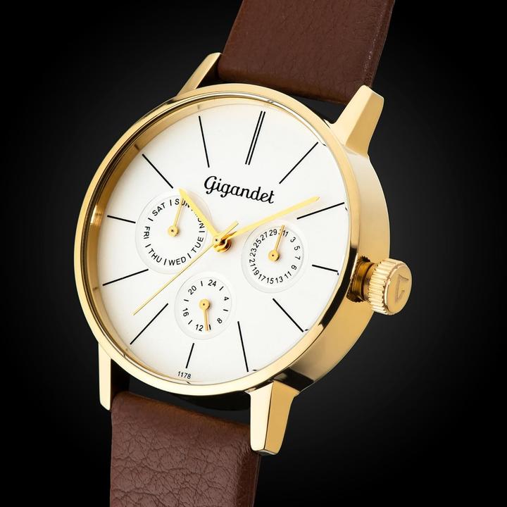 Produktbild Gigandet Dames analoog Japans kwartsuurwerk horloge met lederen armband 12VNAG38NE003 zilver (Analoguhr)