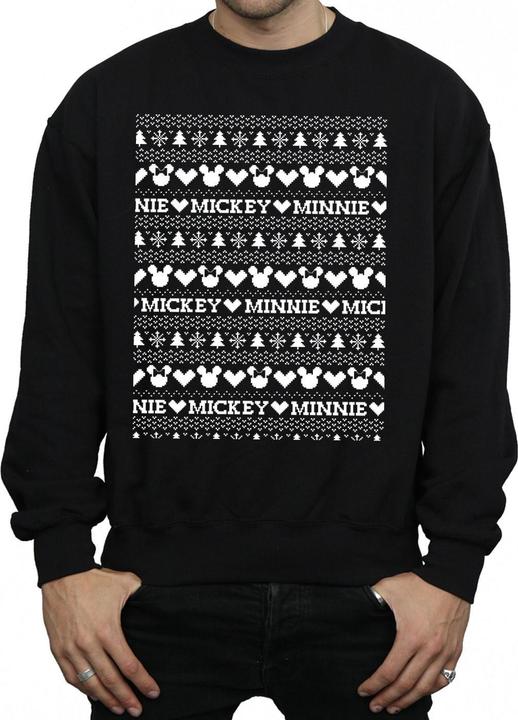 Actual product image Disney Mens Mickey And Minnie Christmas Fair Isle Sweatshirt (L)