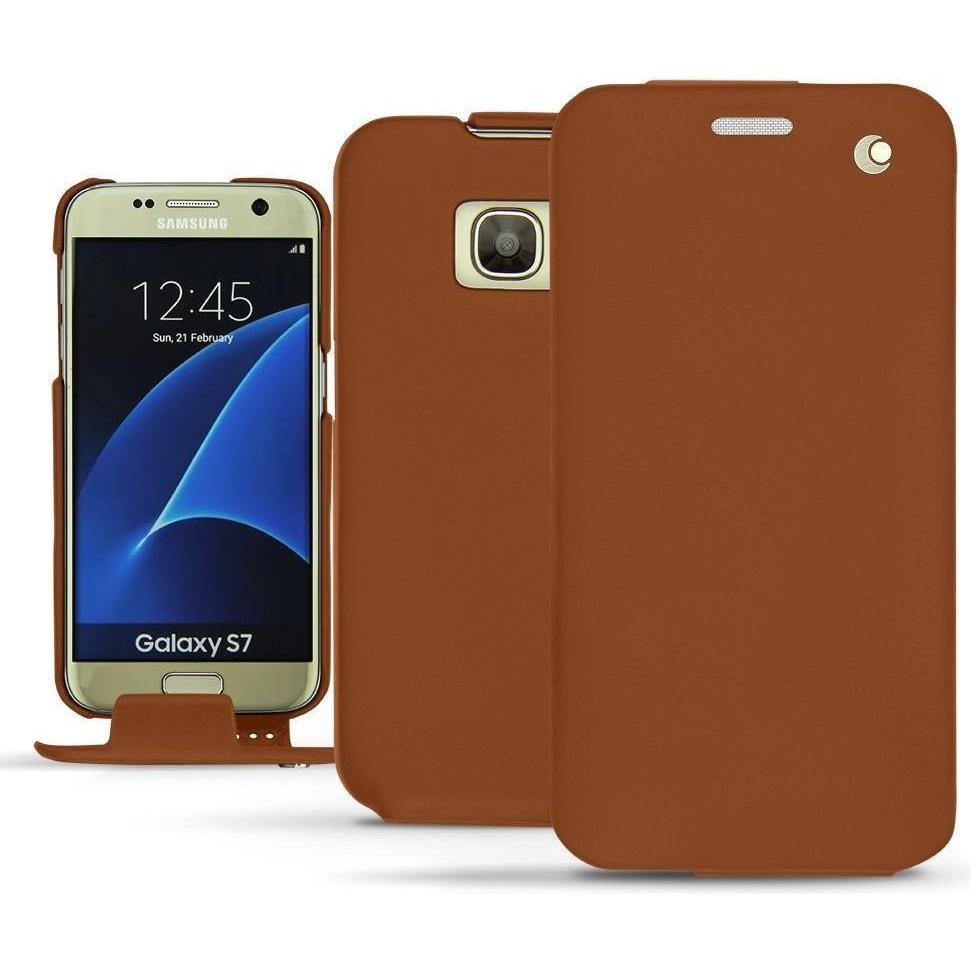 Noreve Lederschutzhülle vertikal (Samsung Galaxy S7), Smartphone Hülle, Braun