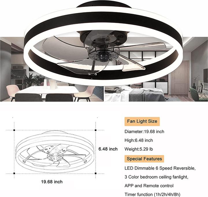 Produktbild Eidisuny Deckenventilator mit Beleuchtung (28 dB)