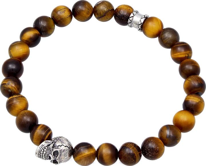 Produktbild Kuzzoi Edelsteinarmband, Totenkopf (23 cm, Tigerauge, 925er Sterling Silber, Plastik)
