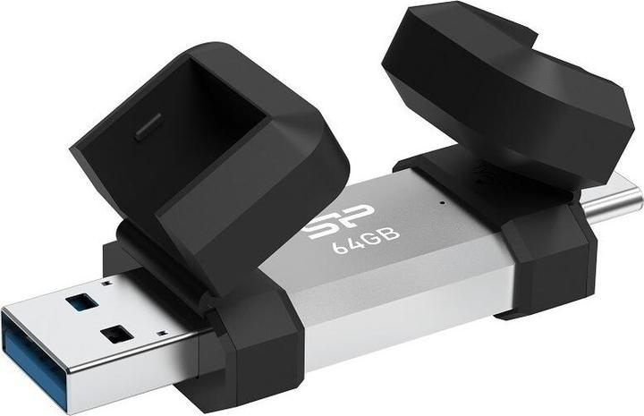 Produktbild Silicon Power 64 GB, USB TYPE-A and TYPE-C FLASH DRIVE, MOBILE C51, Silver (64 GB, USB-A, USB-C)