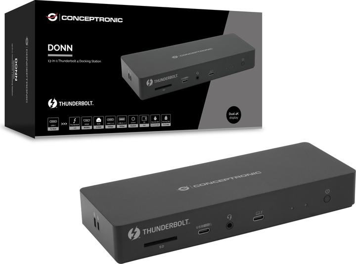 Produktbild Conceptronic Dock 13-in-1 USB-C->HDMI,2xUSB-A,USB-C,GbE 96W (13 Ports)