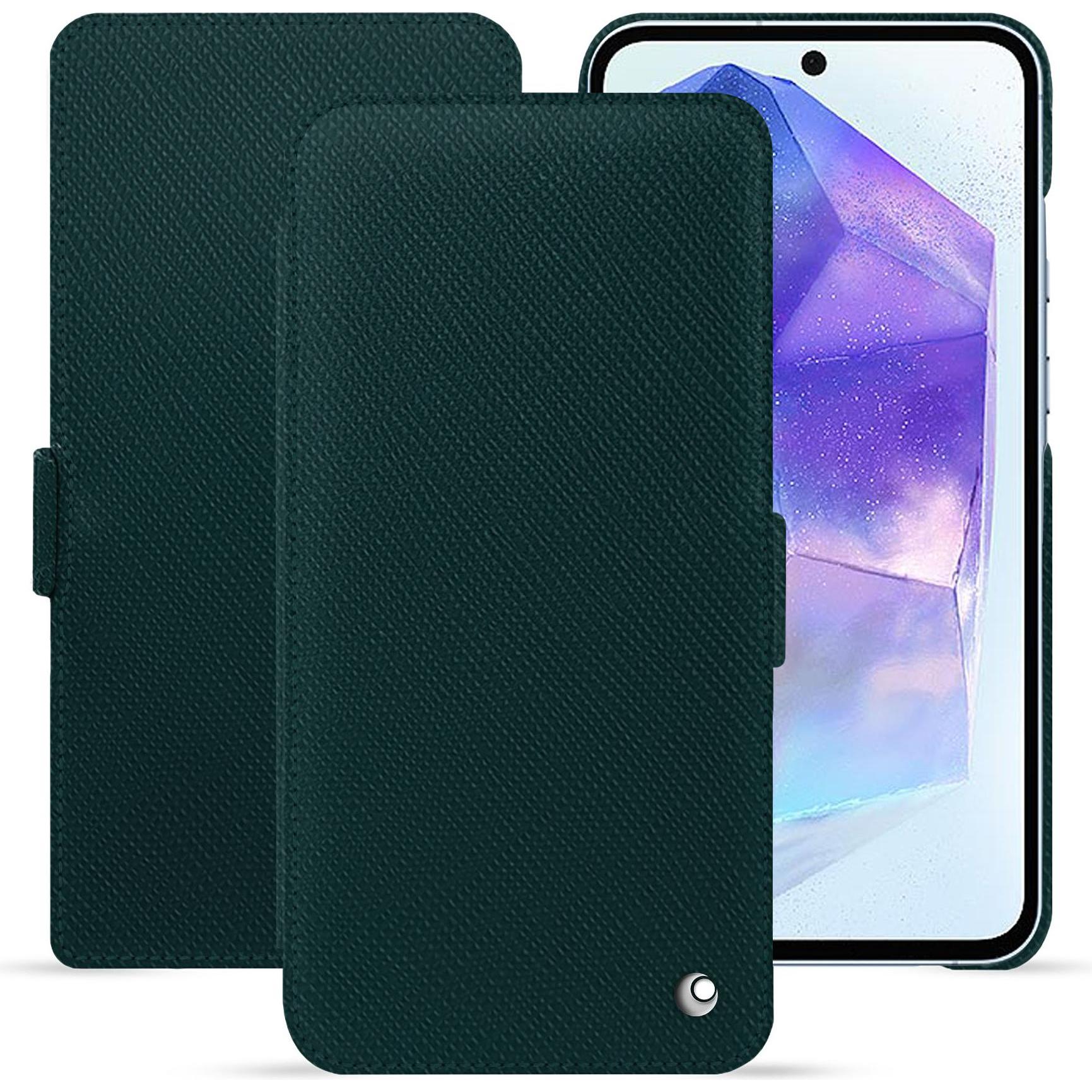 Noreve Lederschutzhülle horizontal (Samsung Galaxy A55), Smartphone Hülle, Grün