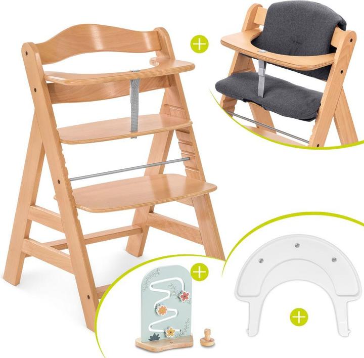 Actual product image Hauck Highchairs Highchair Alpha Plus Nature in economy set - incl. (Stair high chair)