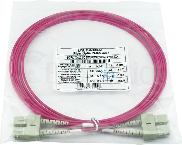 Produktbild BlueOptics Duplex LWL Patchkabel SC-SC Multimode OM4 1 Meter