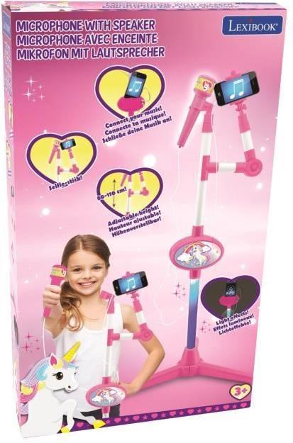 Actual product image Lexibook Unicorn microphone with luminous stand, built-in speaker, sound effects