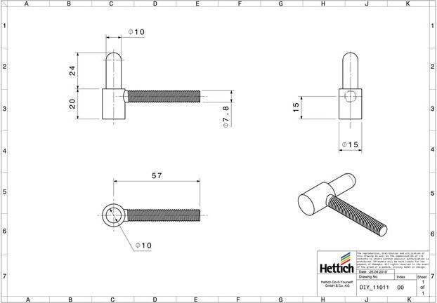 Actual product image Hettich Bandunterteil wartungsfrei 15mm verzinkt, 2 St.