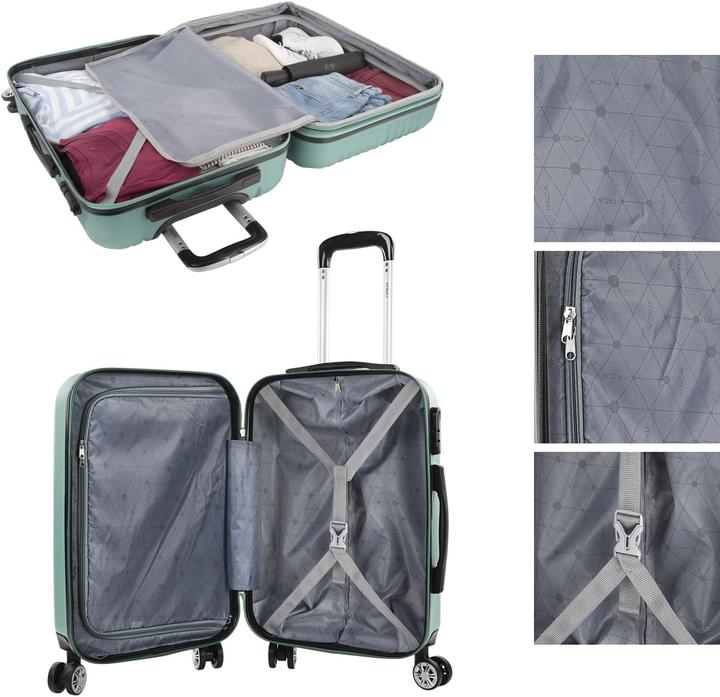 Actual product image Itaca Light Suitcase Set ABS 2 Suitcase S L Aquamarine (35 l, Hand luggage (up to 50 litres), L (90 - 115l))