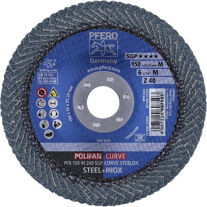 Actual product image Pferd POLIFAN flap disc PFR M 40 SGP CURVE STEELOX (40)
