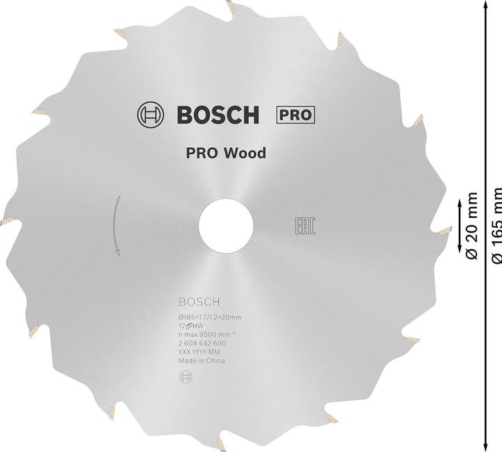 Produktbild Bosch Professional Zubehör PRO Wood Kreissägeblatt, 165 x 1.7 x 20 mm
