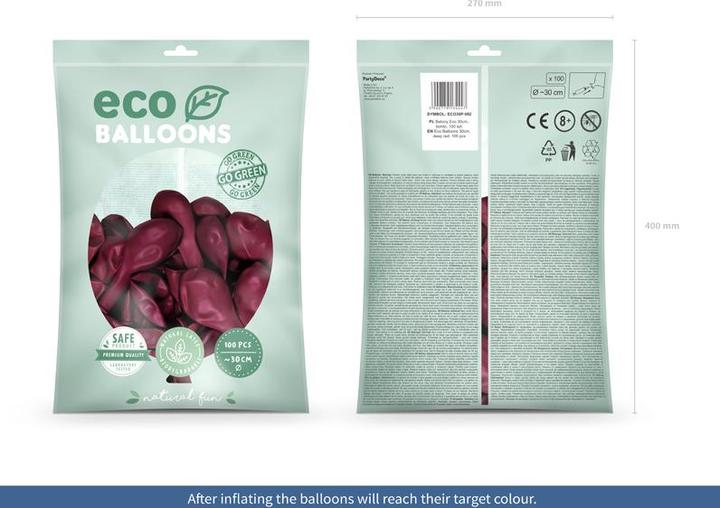 Produktbild Partydeco Öko-Luftballons 30 cm Pastell, tiefrot (1 Pck (100 x)