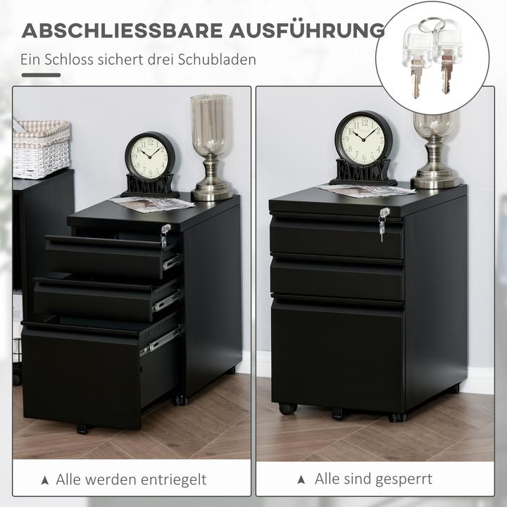 Produktbild Vinsetto Rollcontainer mit Schubladen und Ablagefläche (39 x 48 x 60 cm)