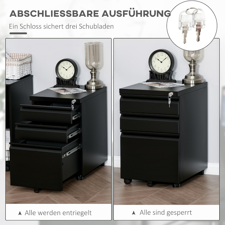 Produktbild Vinsetto Rollcontainer mit Schubladen und Ablagefläche (39 x 48 x 60 cm)