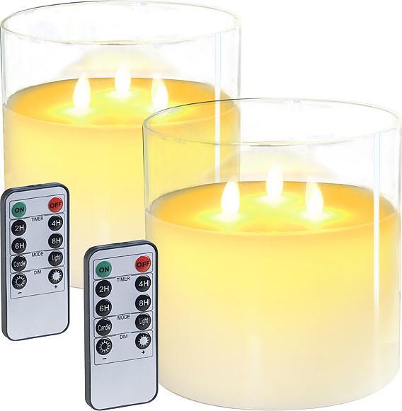 Actual product image Lunartec Set of 2 LED real wax candle in wind glass