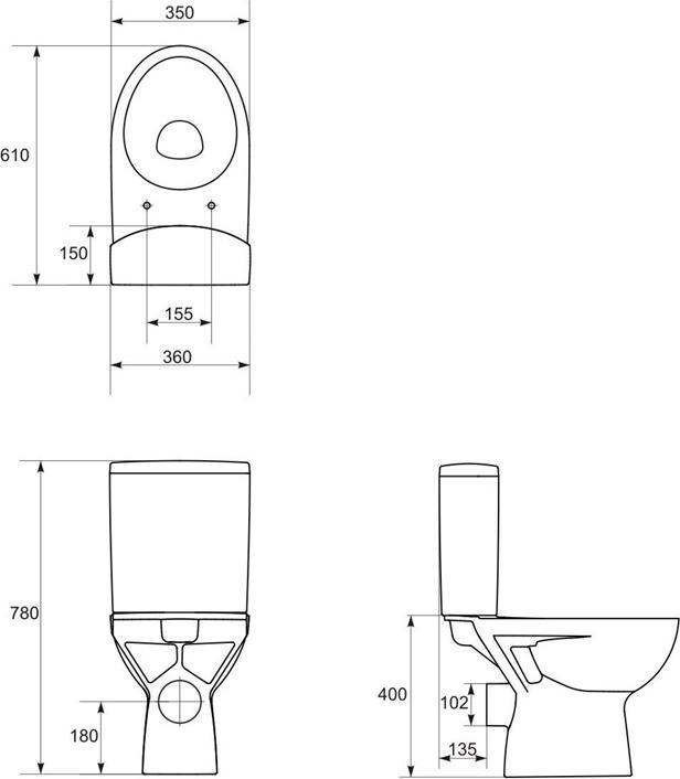 Actual product image Cersanit Toilet Bowl With Cistern 3/6 L And Cove