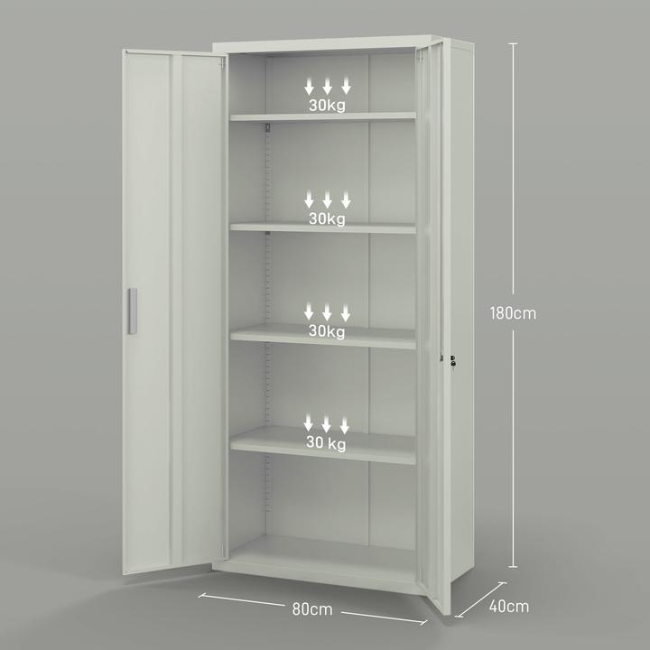 Actual product image Homcom Aktenschrank Stahl Weiss (80 x 40 x 180 cm)