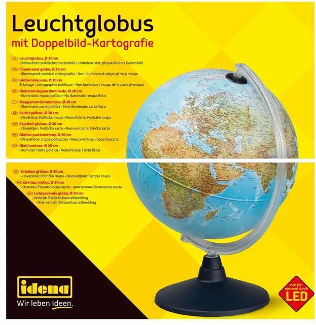 Produktbild Idena Leuchtglobus Erde m. 2 Kartenbildern, Ø30cm (30 cm)