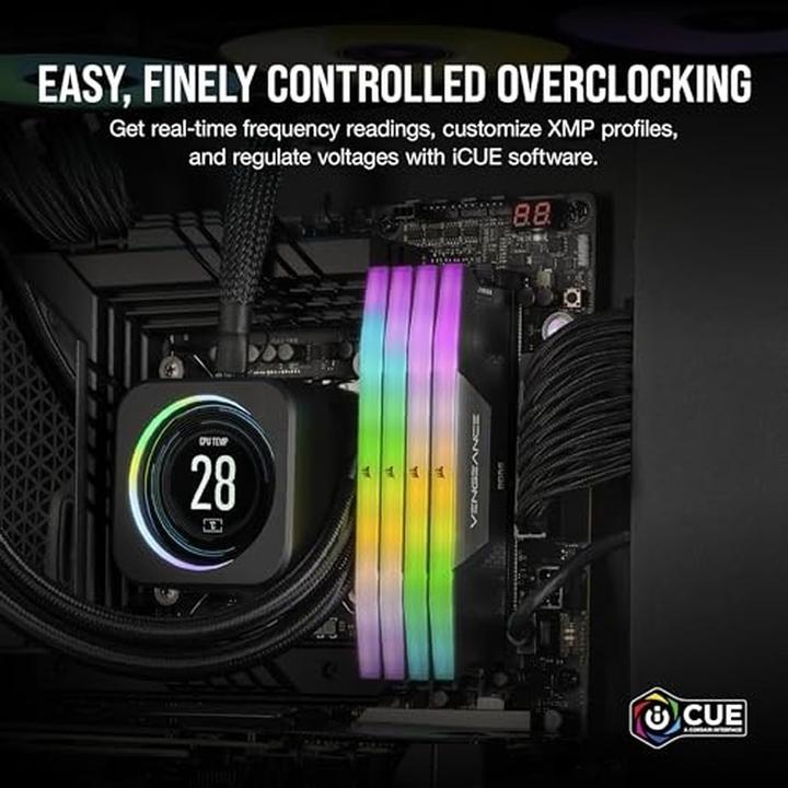 Produktbild Corsair DDR5, 5600MT/s 16GB 1x16GB DIMM, Unbuffered, 40-40-40-77, XMP 3.0, VENGEANCE RGB DDR5 Black Heatspre (1 x 16GB, 5600 MHz, DDR5-RAM, DIMM)