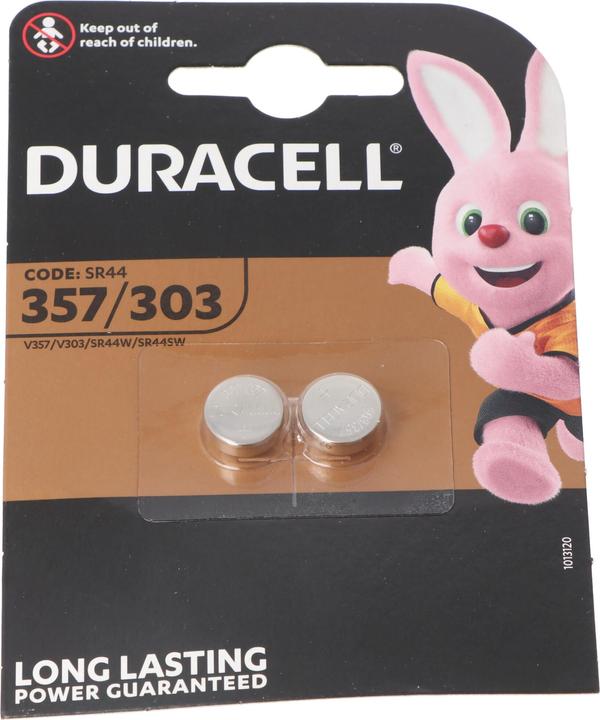 Actual product image Duracell 357, 303, V357, V303, SR44, SR44SW, Watch battery D357, blister of 2 (2 pcs., 190 mAh)