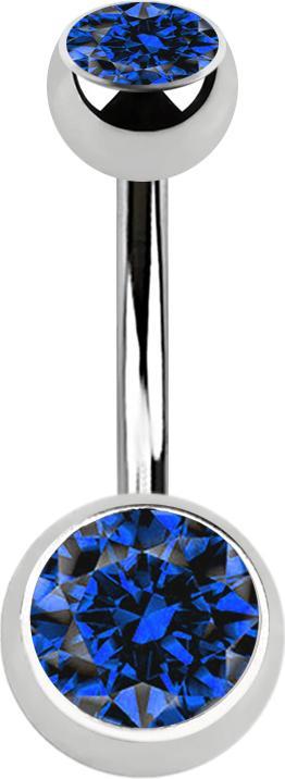 Immagine prodotto Star Piercing Banana d'argento con due sfere di cristallo blu scuro (Acciaio chirurgico 316L)