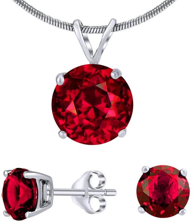 Immagine prodotto Silvego Women's Jewelry Set Made Of 925 Sterling Silver With Red Crystal Ear Studs (Argento 925)