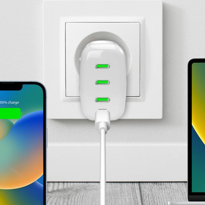 Produktbild SBS Puro GaN Wall Charger with 3 USB-C ports, 96W, white (96 W)