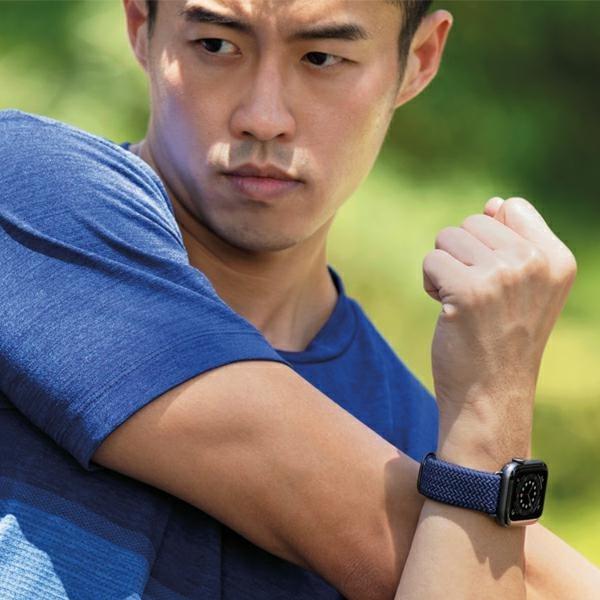 Produktbild Uniq pasek Aspen Apple Watch 44/42/45mm Series 4/5/6/7/8/SE/SE2 Braided niebieski/oxford blue (45 mm, 44 mm, 42 mm, Kunststoff)