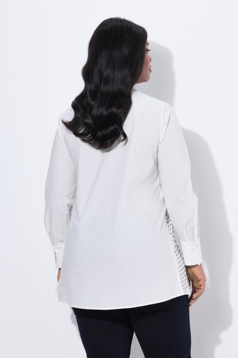 Immagine prodotto Ulla Popken Blusa dal taglio svasato con brillantini, collo da camicia e maniche lunghe (46, 48)