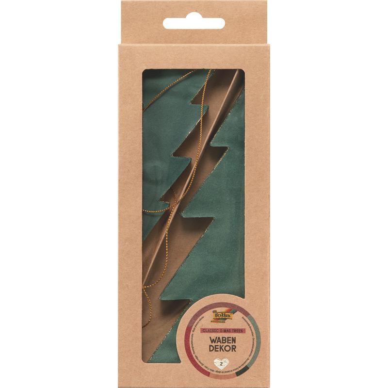 Folia Wabendekor CLASSIC XMAS TREES, 2er Set, Gr”áe: S/M