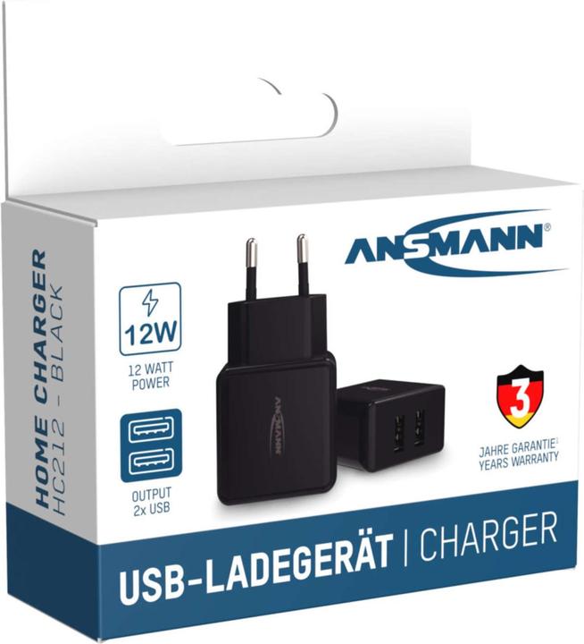 Actual product image Ansmann Home Charger HC212 (12 W, 2 ports)