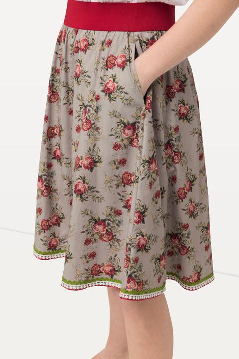 Produktbild Ulla Popken Trachtenrock, A-Linie, Elastikbund, Zierbänder, Spitze (52)