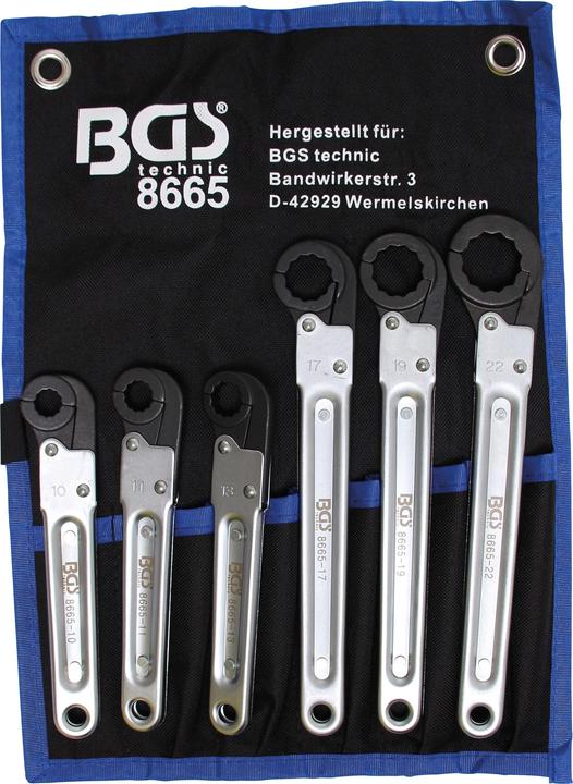 Produktbild BGS Leitungs-Ratschenschlüssel-Satz (10 mm, 11 mm, 13 mm, 17 mm, 19 mm, 22 mm)
