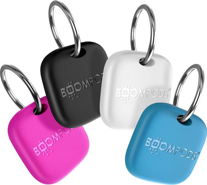 Actual product image Boompods Boomtag Rechargeable 4-pack Black, Blue, White, Pink (iOS)