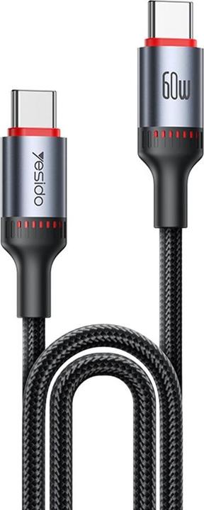 Actual product image Yesido USB-C to USB-C Cable CA181, 60W, 3A, 1.2m, Black (1.20 m, 60 W)