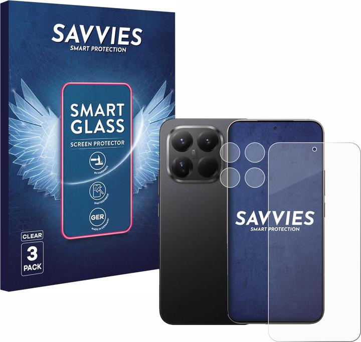 Savvies Panzer Schutzglas für Xiaomi 15T Pro (Display+Kamera) Schutzfolie Displayschutz Display Schutz Glas (3 Stk., Xiaomi 15T Pro)