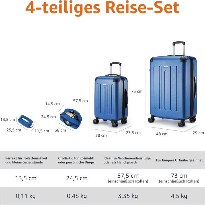 Image du produit Amazon Set Bagagli Guscio Rigido Espandibile con Ruote Pivot