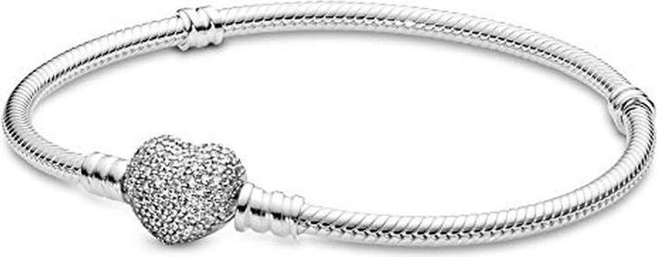 Pandora Armband mit Herzverschluss (18 cm, Silber)