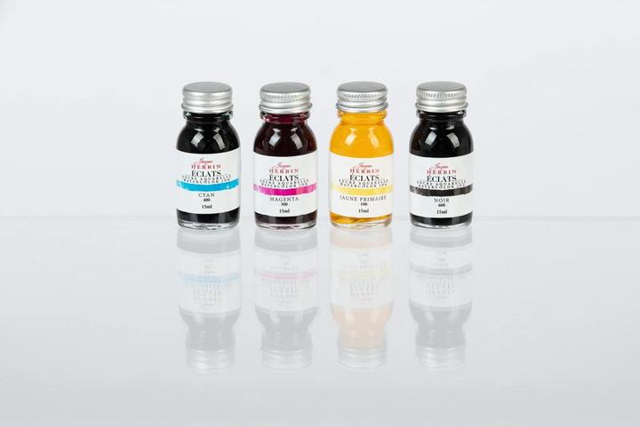 Actual product image Jacques Herbin Set mit 4 Tinten Éclats à 15ml - (Black, Blue, Red, Yellow, 4 pcs.)