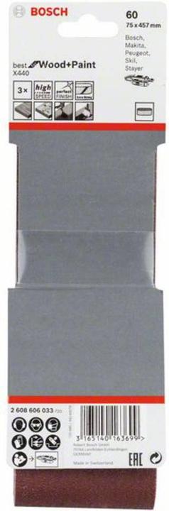 Image du produit Bosch Professional Zubehör PRO X440 bande abrasive, 75 x 457 mm, G60 (60)