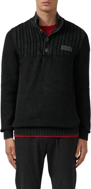 Produktbild s.Oliver Strickpullover Strukturmix-Troyer aus Baumwolle mit Garment Dye (L)