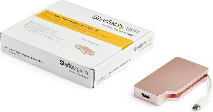 Immagine prodotto StarTech Adattatore video USB-C multiporta - Oro rosso - Adattatore display 4-in-1 da USB-C a VGA DVI HDMI o (HDMI, DVI, VGA, Mini DP, 10.40 cm)