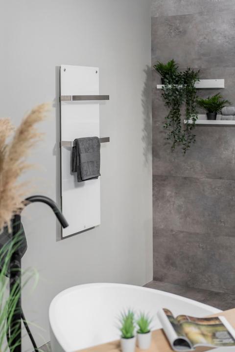 Image du produit Eurom Chauffage infrarouge Sani 800 55 x 115 cm blanc 800 W avec Wi-Fi et 2 porte-serviettes (800 W)
